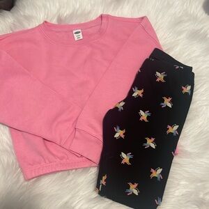 Coordinating set - pink old navy crop / legging 6/7